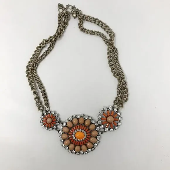 J. Crew Orange and Tan Statement Necklace - Picture 2 of 10